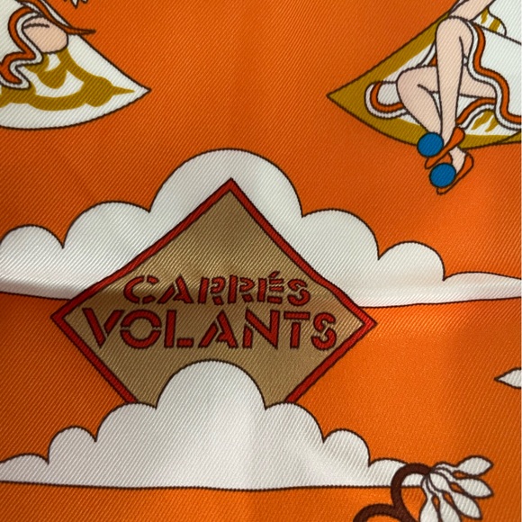 Carres Volants Scarf - Authentic Hermes 70 Format Silk Scarf. - Picture 7 of 12